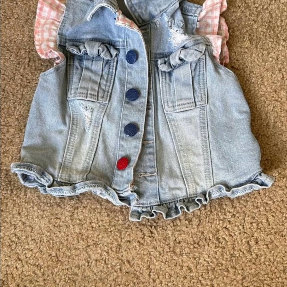 Denim Vest with Ruffle Hem